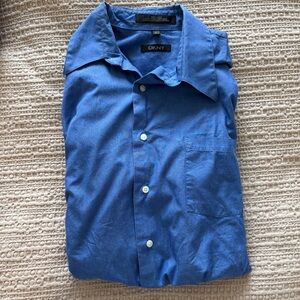 DKNY Men's Casual Blue Button Down Shirt